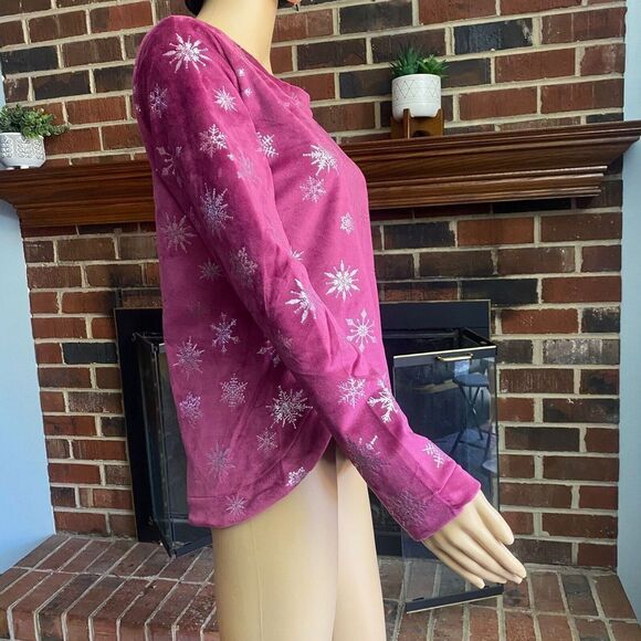 Emily Daniels Woman Snowflake Long Sleeved T Shirt Purple Small Sweatshirt new - Picture 3 of 16